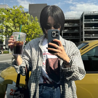 Checked sheer shirt