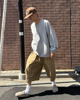 Henley neck sweatshirt