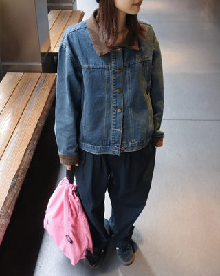 Corduroy Collar Neck Denim Jacket