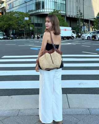 Waist string wide easy pants
