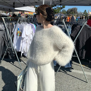 Fluffy Boat Neck Knit