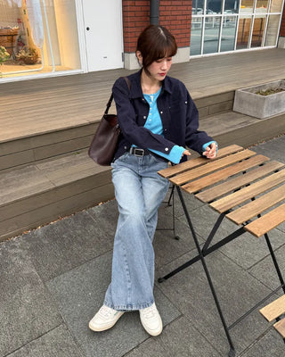 Wide denim pants