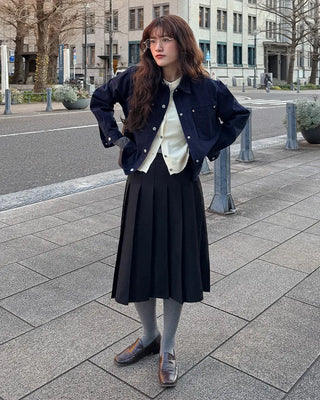 Pleated midi skirt