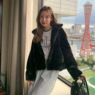 High-neck fur jacket