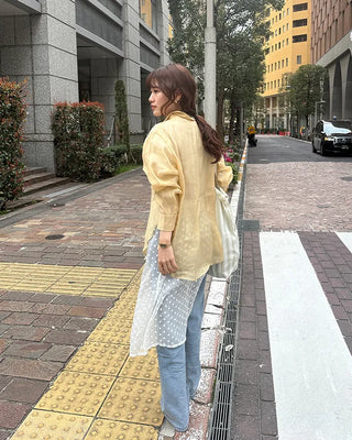 See-through side ribbon shirt