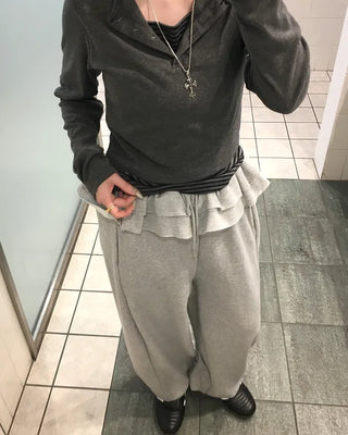 Double frill sweatpants