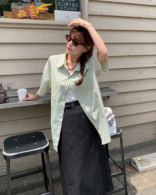 (Belt set) Nylon long skirt