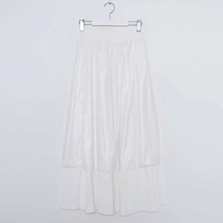 Flared elastic waist long skirt