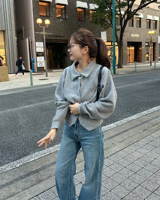 Loose-fit color knit cardigan
