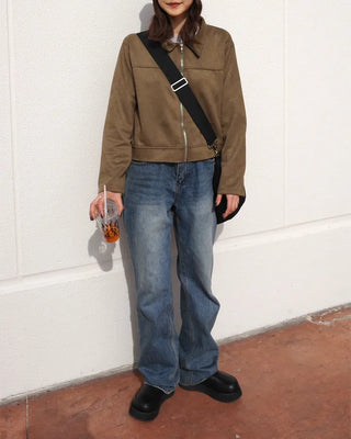 Straight denim pants