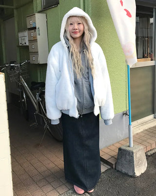 Long denim skirt