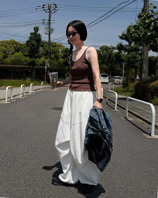 Two-tone ribbed tank top