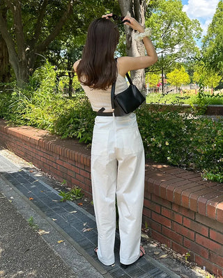 Wide-leg cotton pants