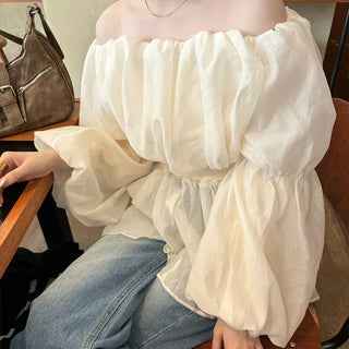 Chiffon off-shoulder blouse