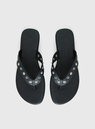 Lyana Eyelet Detail Sandals Black