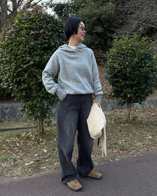 Wool knit hoodie