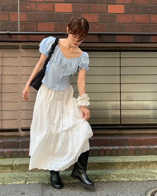 Dot Shirring Shoulder Bag