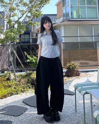 Striped short-sleeved shirt