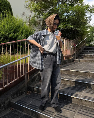 Modern check short-sleeved shirt