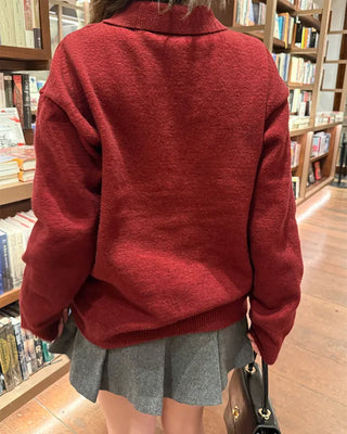 Loose-fit colored cardigan