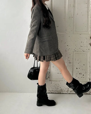 Buckle Round Mid-Calf Boots