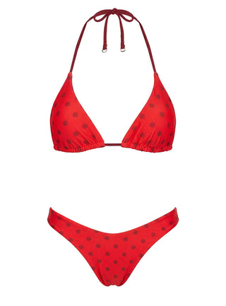 Jenner Reversible Triangle Bikini Top Red Polka