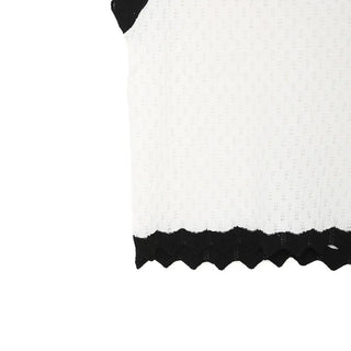 Two-tone perforated sleeveless knit
