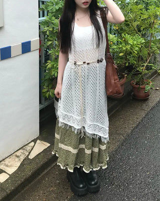 Floral lace tiered skirt