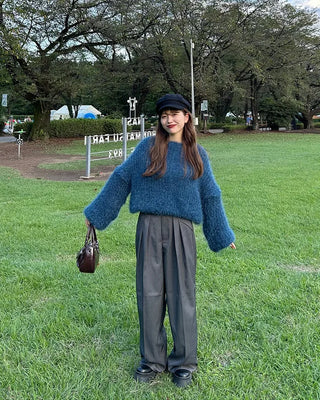 Long-sleeved shaggy knit