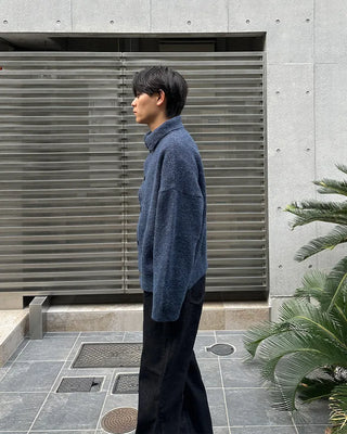 Polo collar multi-knit cardigan