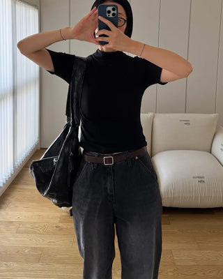 Half-neck short-sleeved T-shirt
