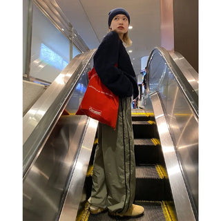 Unisex two-tone wide-leg elastic waist pants