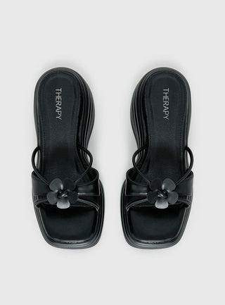 Therapy Flaunt Platform Flower Detail Sandals Black