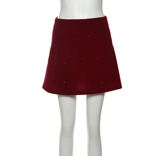 A line glitter solid mini skirt