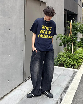 (Unisex) Marker Lettering Knit Half T-Shirt