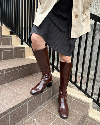 Leather long boots