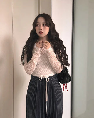 Lace long-sleeve T-shirt