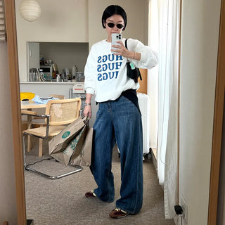 Wide denim pants