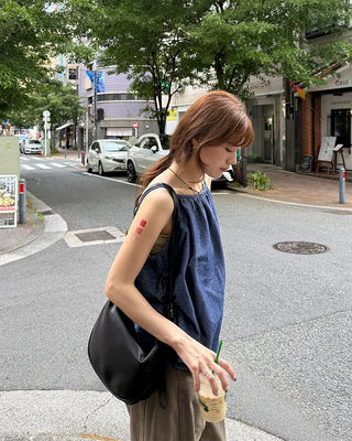 Denim ribbon camisole