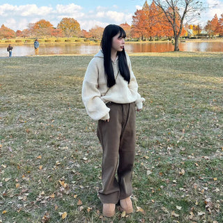 Straight-leg fleece-lined pants