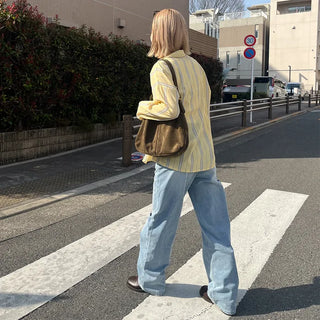Side-slit vintage denim pants