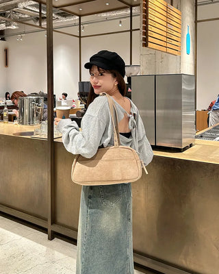 Suede Square Shoulder Bag