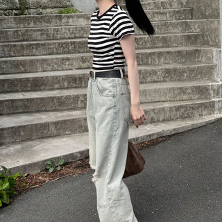 Striped cropped T-shirt