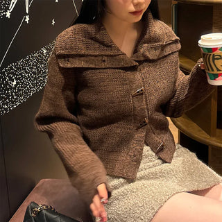 Big Collar Knit Cardigan
