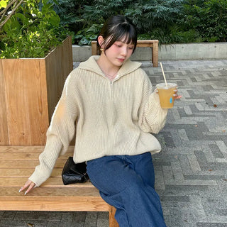 Half-zip knit top