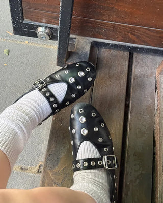 Perforated Mary Jane Flat Shoes