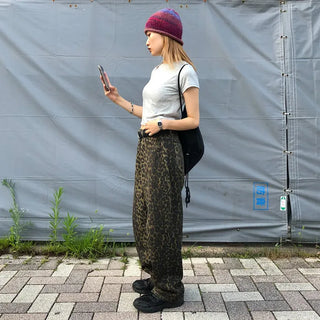 Unique leopard print wide-leg pants