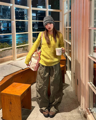 Henley neck round long knit