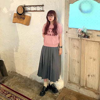 Lettering Half-Sleeve Knit