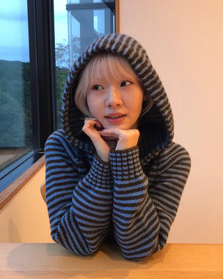 Striped knit hoodie